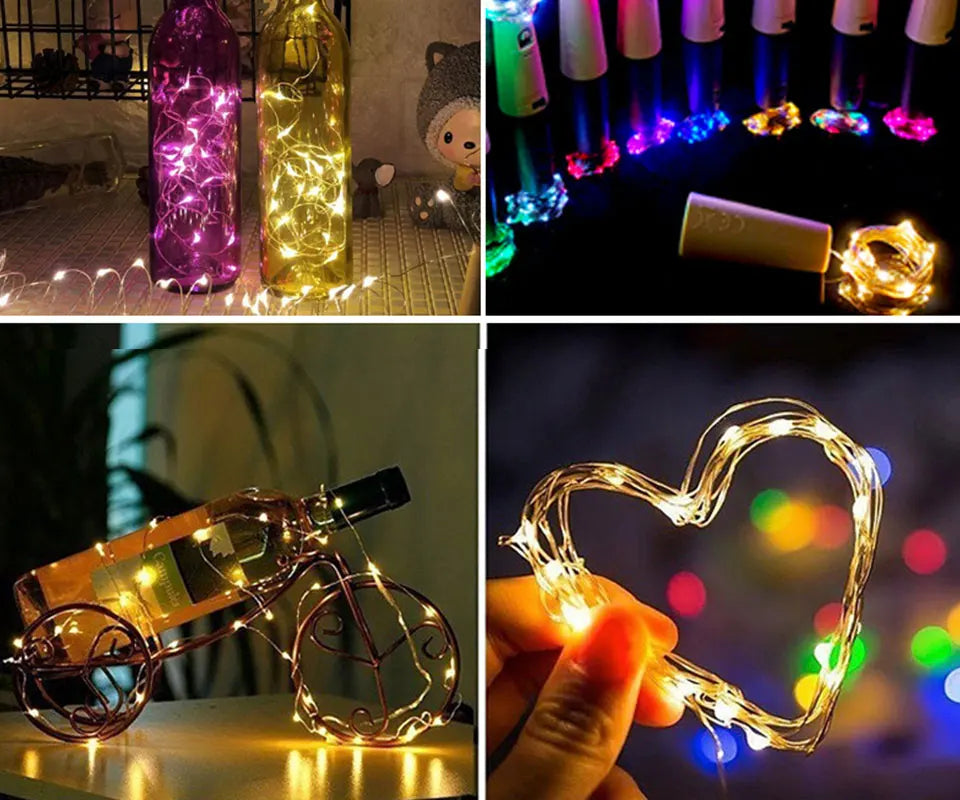 Wine Bottle LED Lights – Cork String Lights for Party Decor