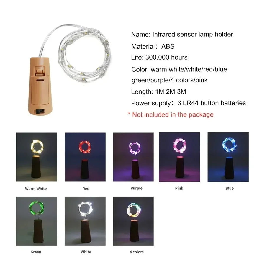 Wine Bottle LED Lights – Cork String Lights for Party Decor