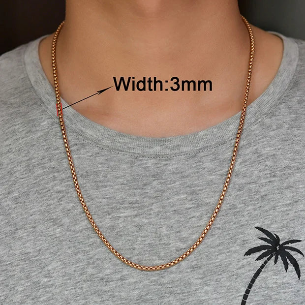 Stainless Steel Box Chain Necklace – 14–40 Inch