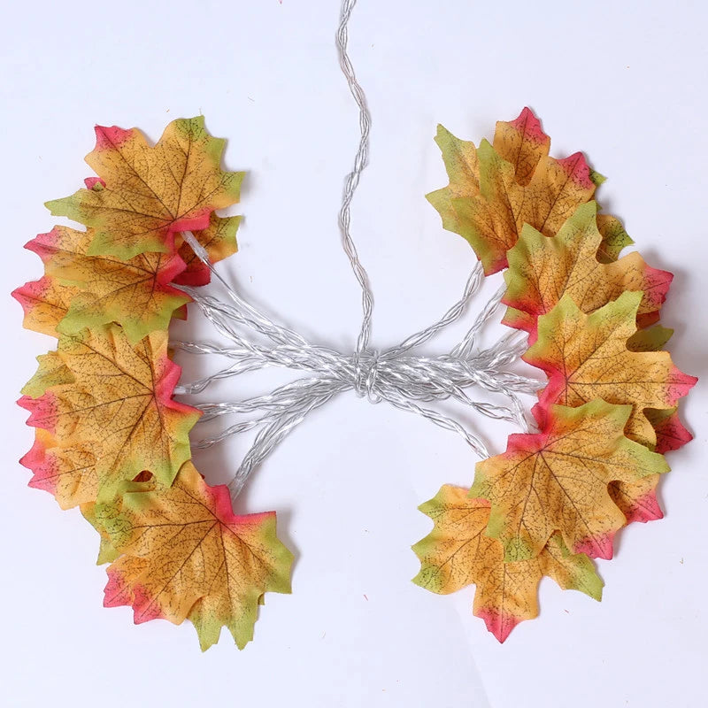 Christmas Maple Leaf Garland – LED String Lights for Party Decor