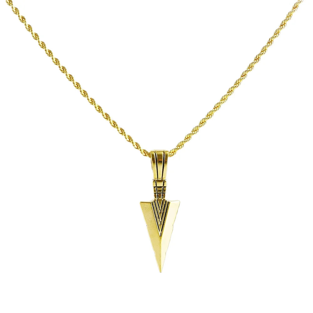 Arrow Pendant Necklace Matte Black Punk Chain for Men