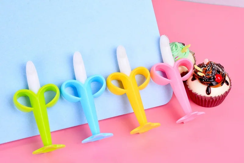 Baby Silicone Toothbrush & Teether Banana Training Toy