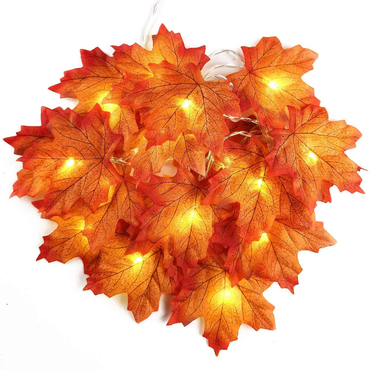 Christmas Maple Leaf Garland – LED String Lights for Party Decor