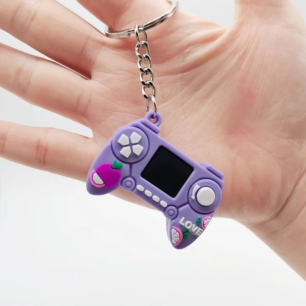 1PC PVC Game Handle Machine Keychain Key Ring Cute Simulation Gamepad Joystick Model Key Chain Bag Car Hanging Accessories