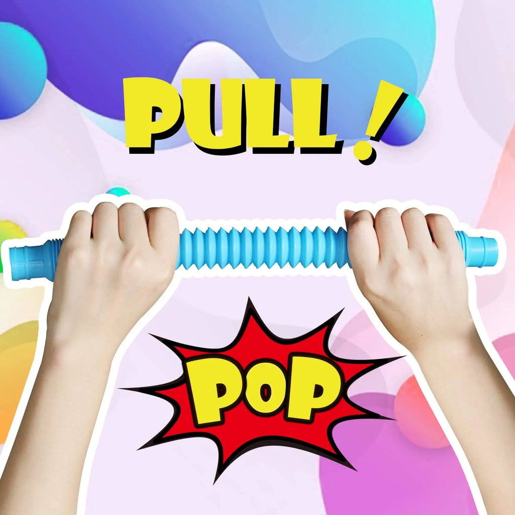 4 Pack Pop Tube Fidget Toy – Colorful Sensory Stretch Tubes