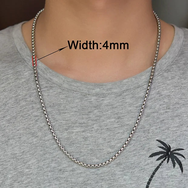 Stainless Steel Box Chain Necklace – 14–40 Inch