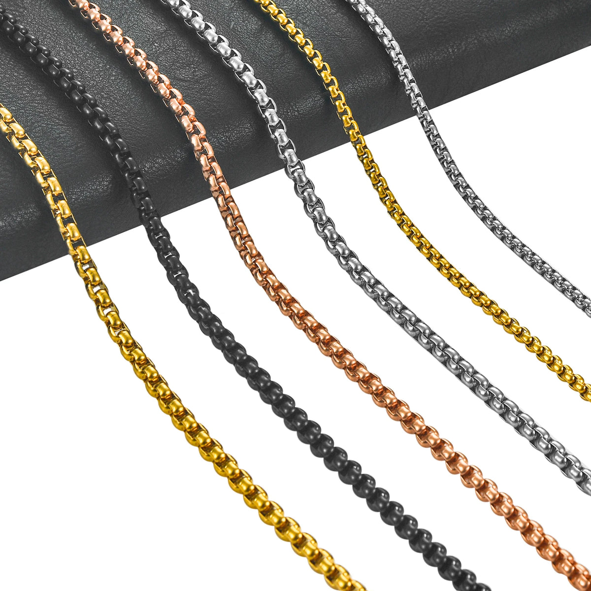 Stainless Steel Box Chain Necklace – 14–40 Inch