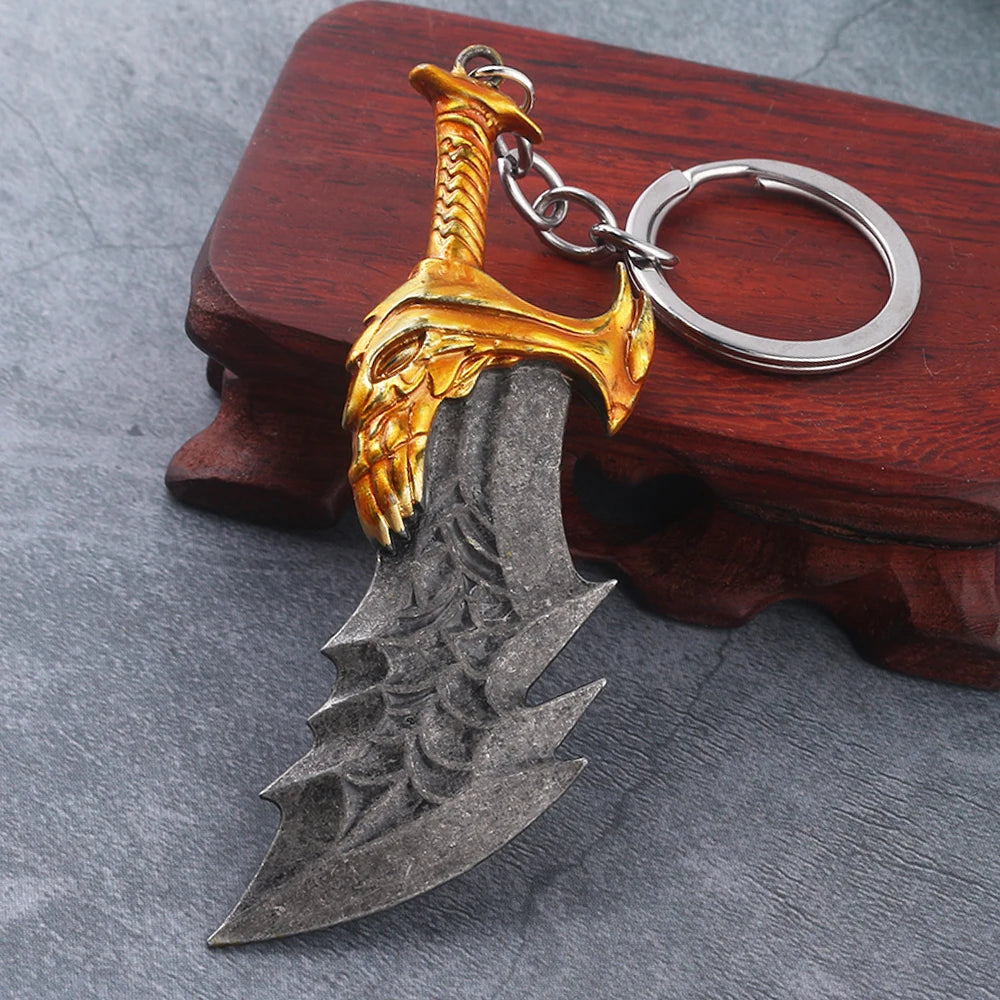 Sword Keychain Metal Pendant Antique Silver Keyring for Collectors