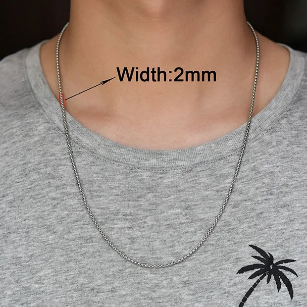 Stainless Steel Box Chain Necklace – 14–40 Inch