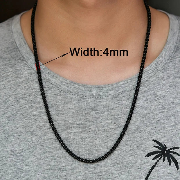 Stainless Steel Box Chain Necklace – 14–40 Inch