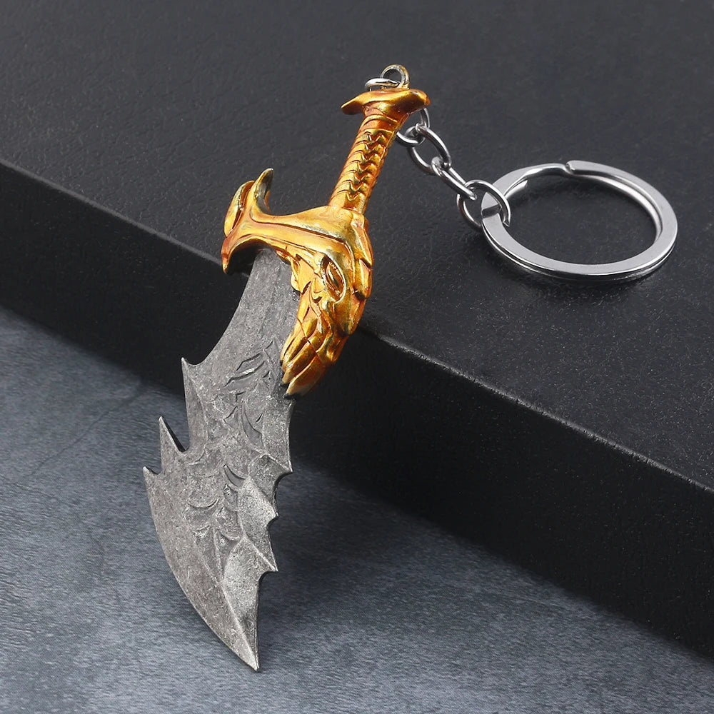 Sword Keychain Metal Pendant Antique Silver Keyring for Collectors