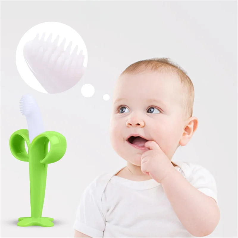 Baby Silicone Toothbrush & Teether Banana Training Toy