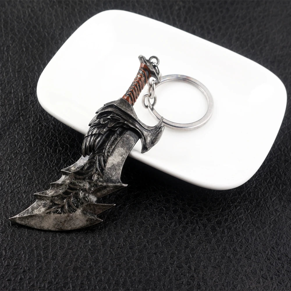 Sword Keychain Metal Pendant Antique Silver Keyring for Collectors