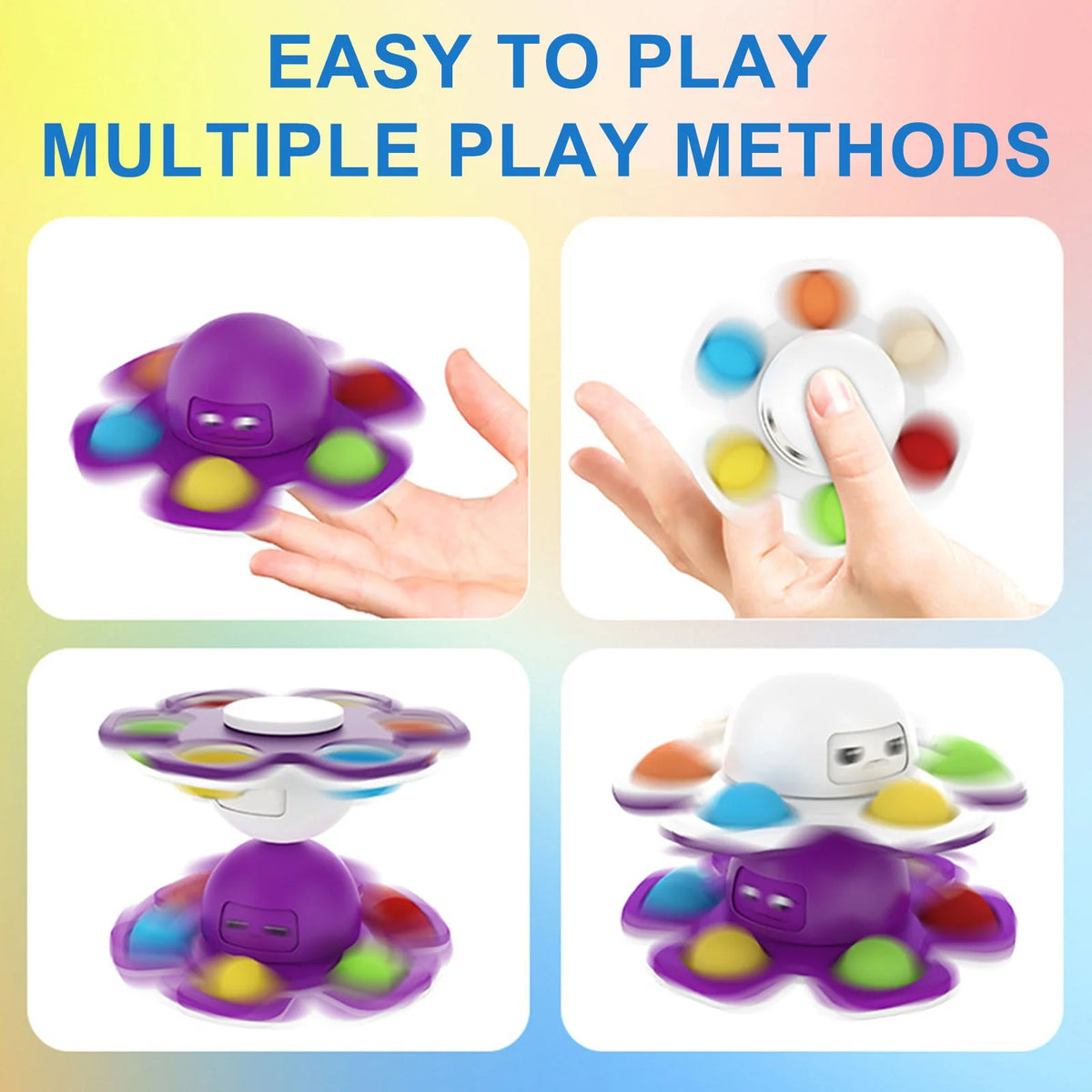 Pop It Fidget Spinner Push Bubble Sensory Stress Relief Toy