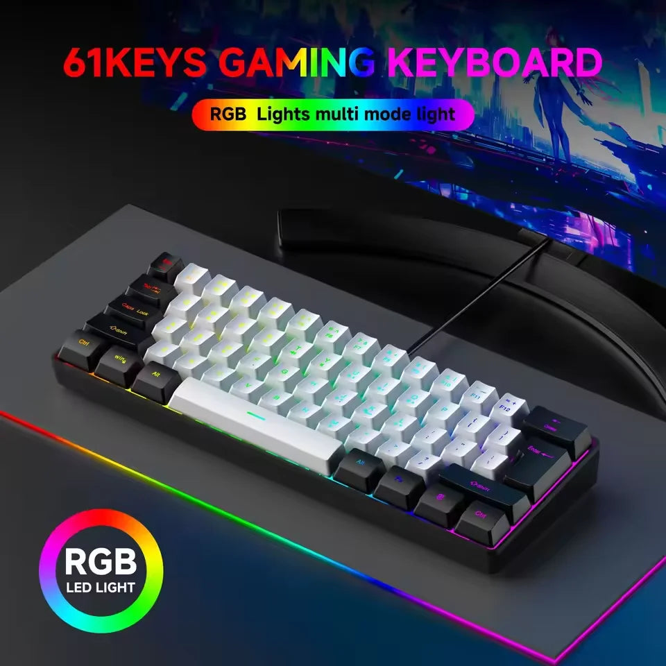 61 Key Gaming Keyboard – Mini Wired RGB Keyboard for Gaming & Office
