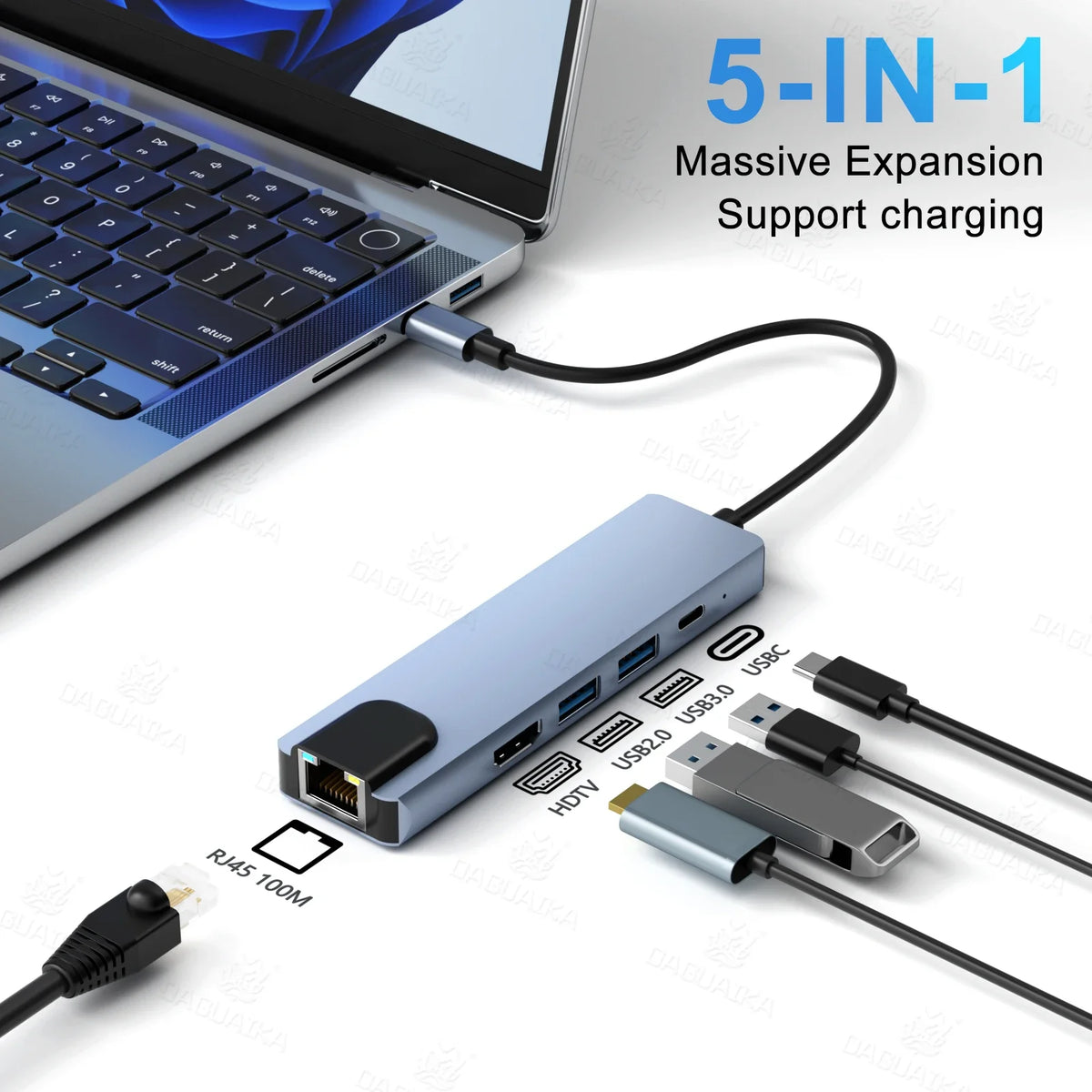 USB C Hub – 8 in 1 Type C HDMI Adapter with RJ45