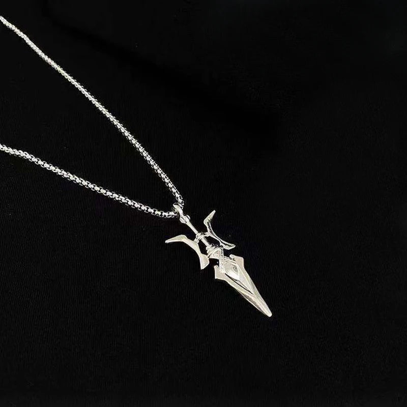 Cosplay Pendant Necklace Halberd Design Anime Halloween Jewelry