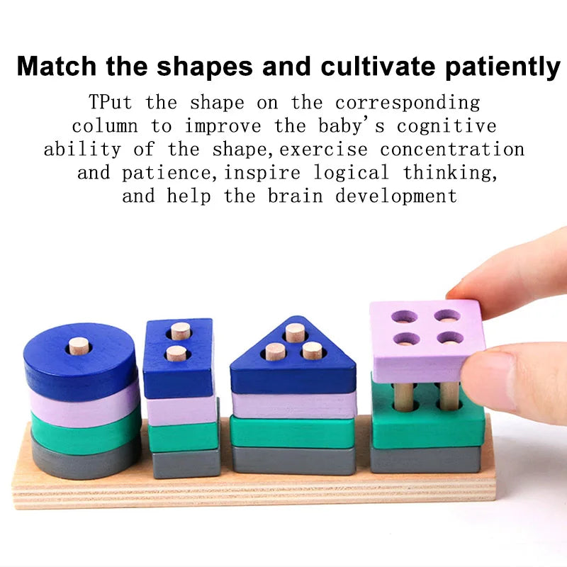 Wooden Building Blocks – Color & Shape Matching Puzzle Toy