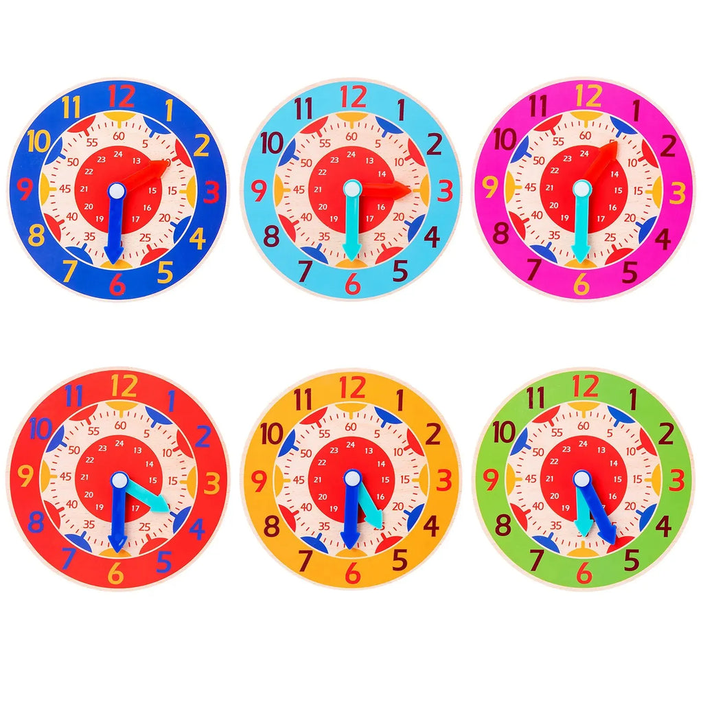Wooden Learning Clock Montessori Time Teaching Toy for Kids