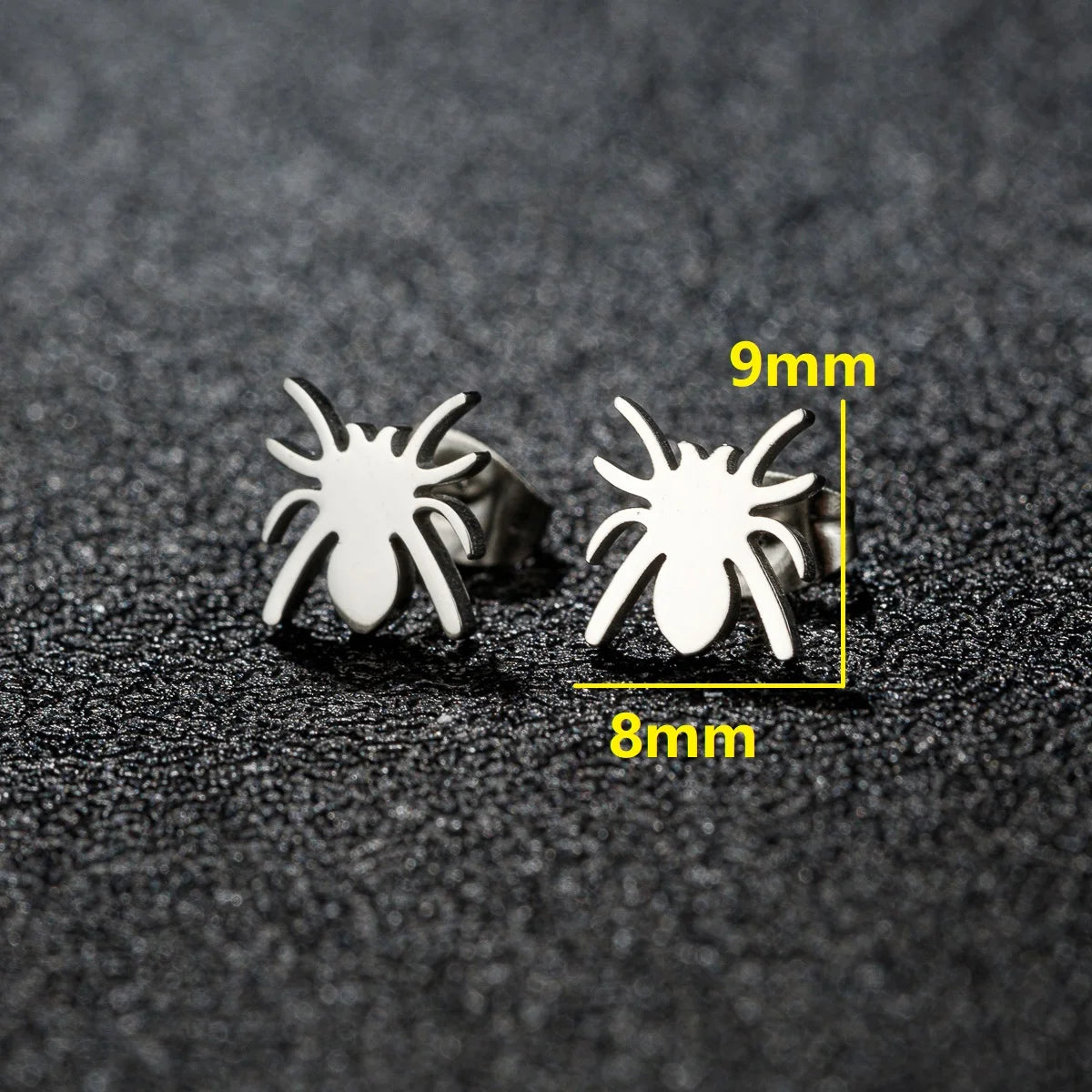 Halloween Bat Spider Earrings – Black Stainless Steel Punk Jewelry
