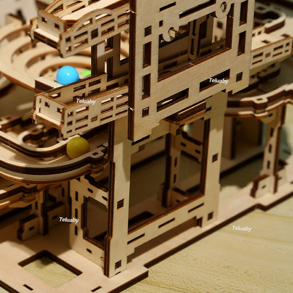 3D Wooden Puzzle Marble Run – Mechanical Model Building Kit