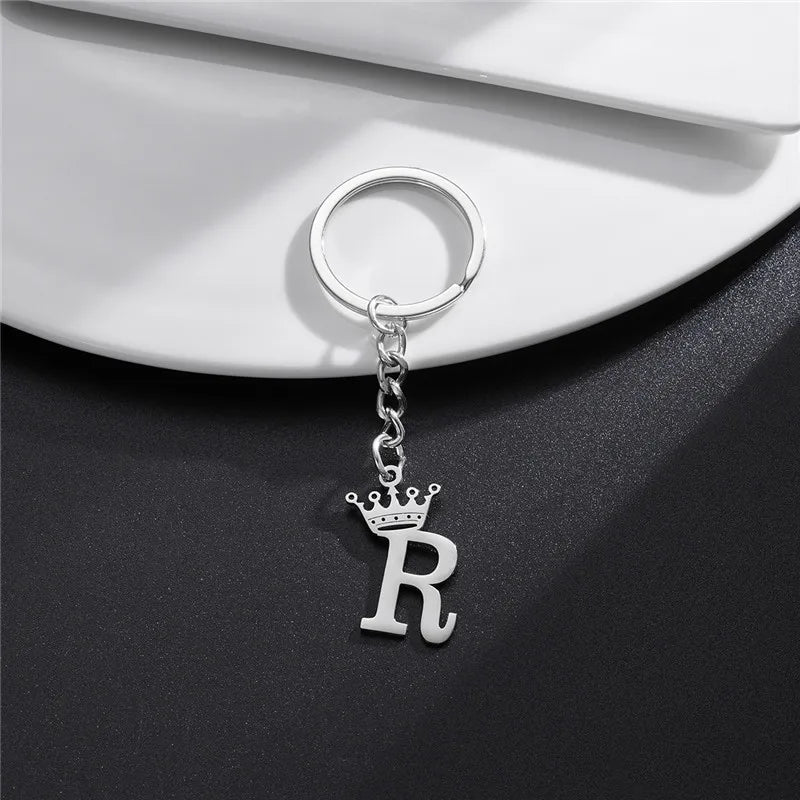 Initial Letter Keychain – Stainless Steel Alphabet Key Ring