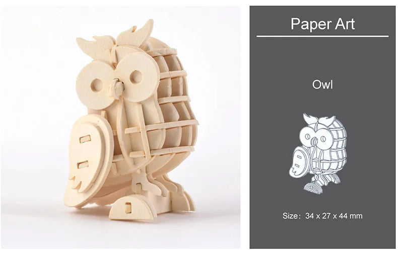 3D Wooden Animal Puzzle – DIY Assembly Model Kit