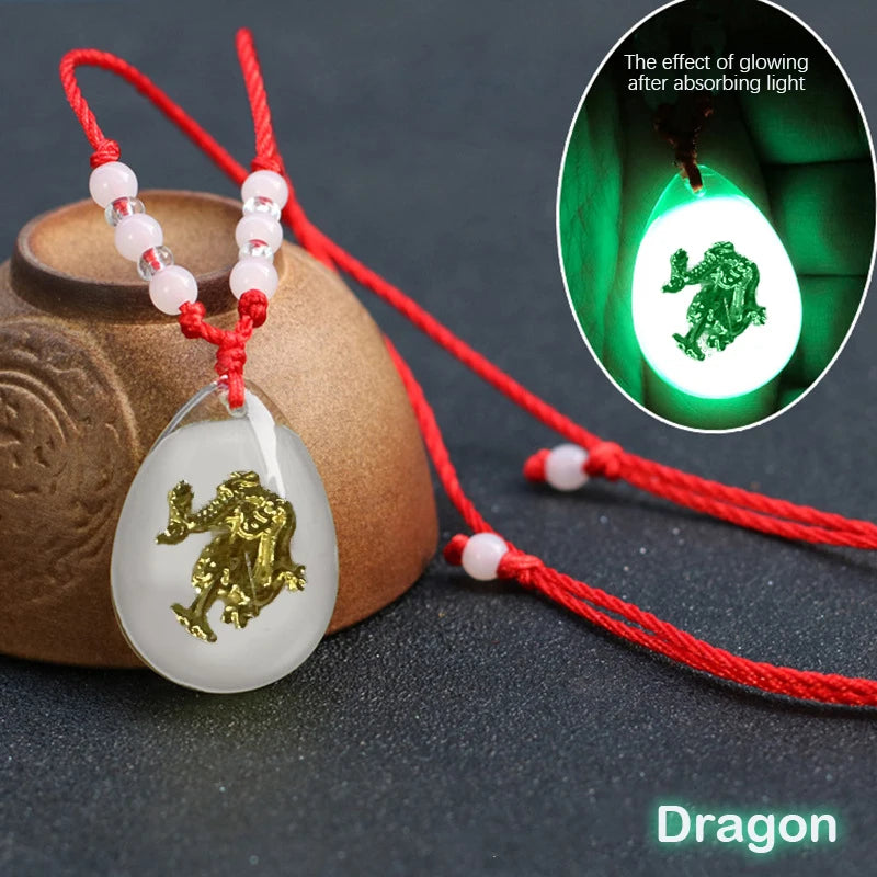 Glowing Gem Necklace Luminous Stone Halloween Pendant