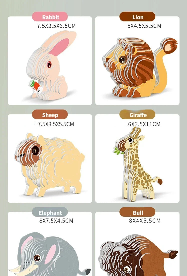 3D Dinosaur Puzzle Paper Animal Model Educational Toy