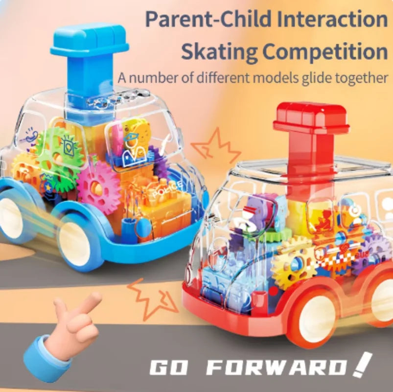 Transparent Gear Car Toy – Pull Back Inertia Car for Kids