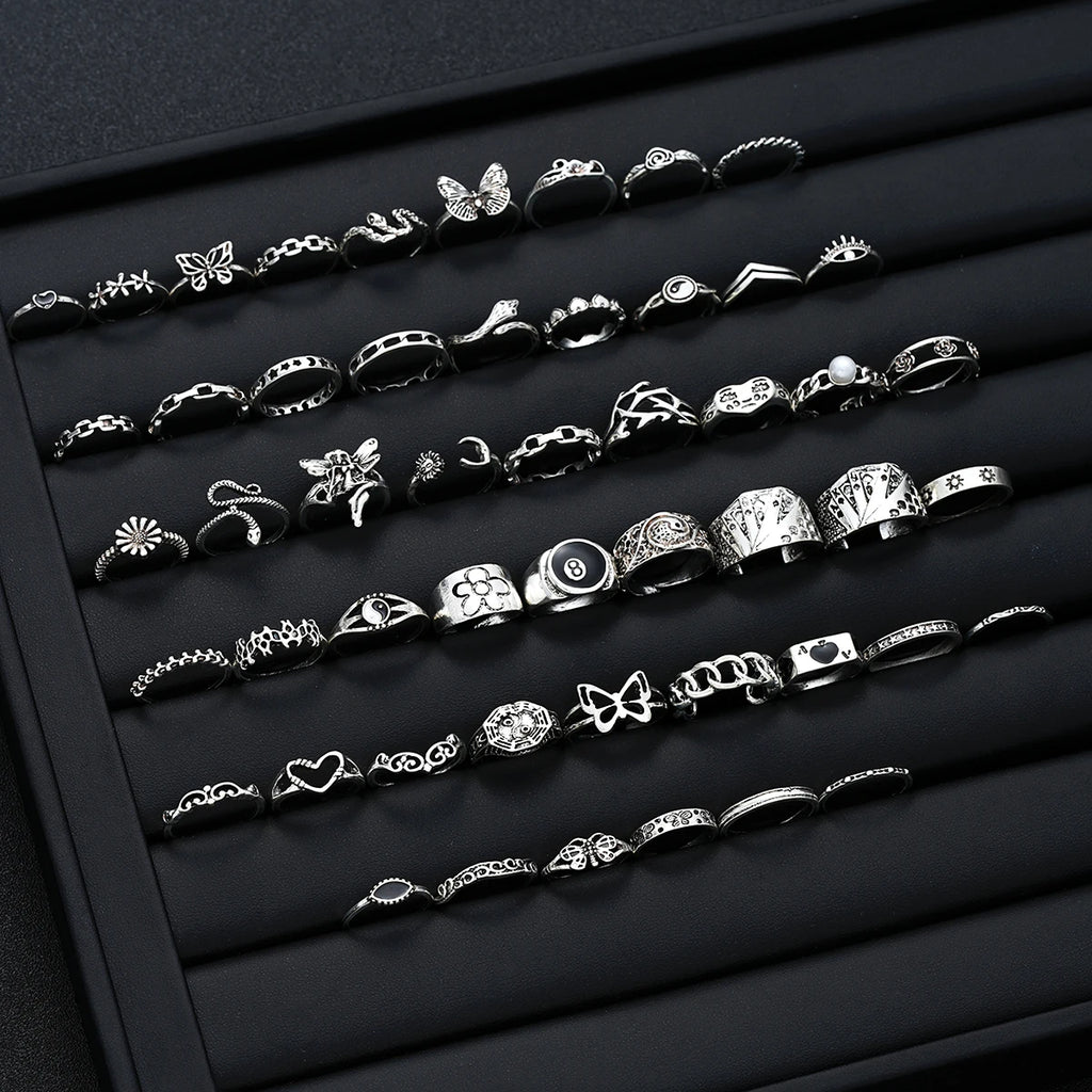 51-Piece Gothic Ring Set for Men & Women