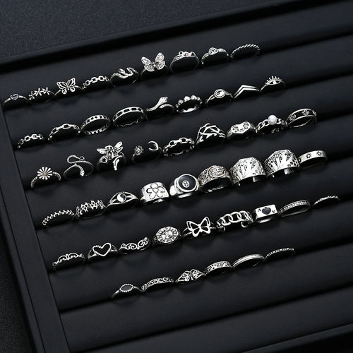 51-Piece Gothic Ring Set for Men & Women