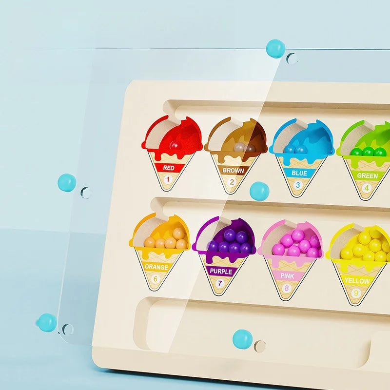 Magnetic Color Sorting Maze Wooden Number Puzzle Toy