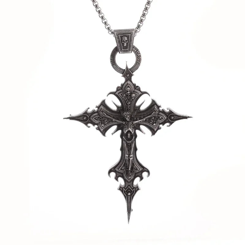 Gothic Scythe Necklace for Men Punk Halloween Pendant Jewelry