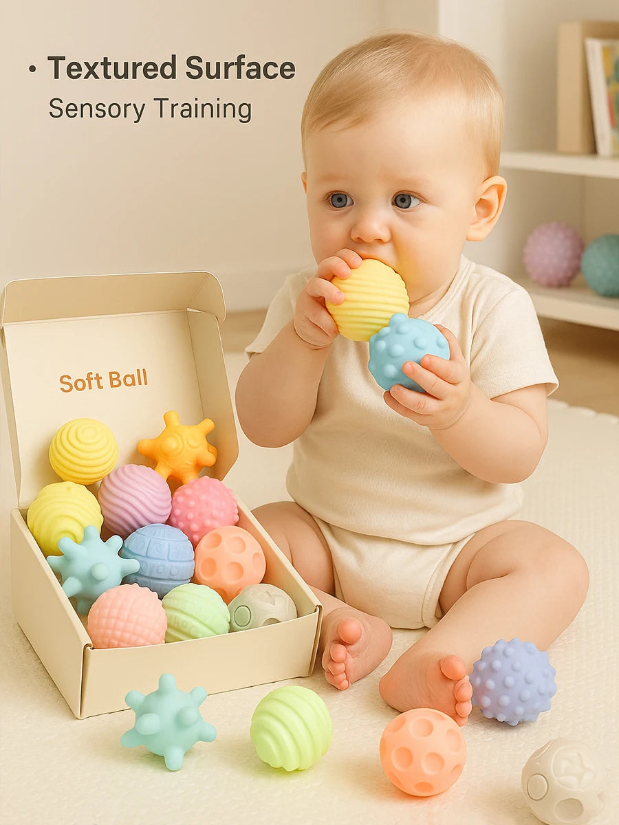Baby Sensory Balls – 6-Piece Montessori Teething & Grasping Toy Set
