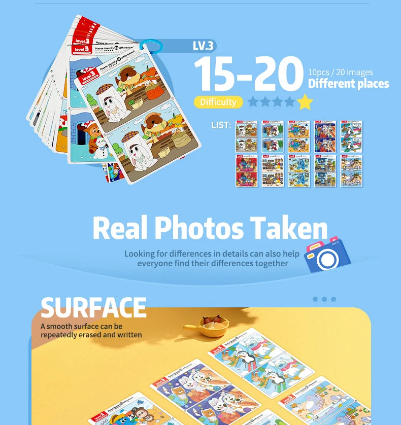 Find the Difference Game – Reusable Observation & Concentration Cards