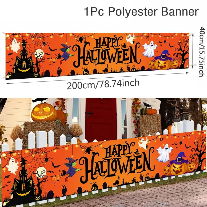 Halloween Pumpkin Banner – Ghost Party & Outdoor Decorations