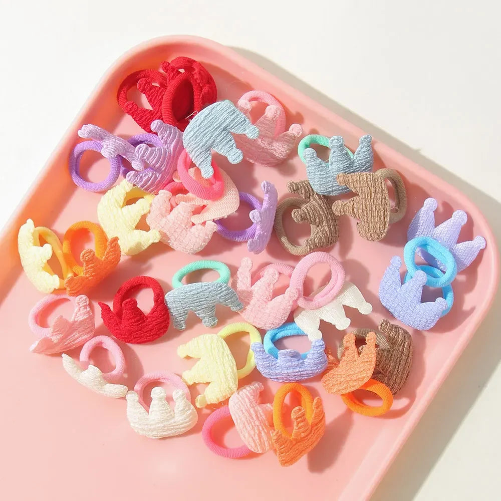 10/30Pcs Children Hairbands No Harm Hair Cartoon Towel Rope Ponytail Holder Kids Mini Rubber Band Headwear Girls Halloween Gift
