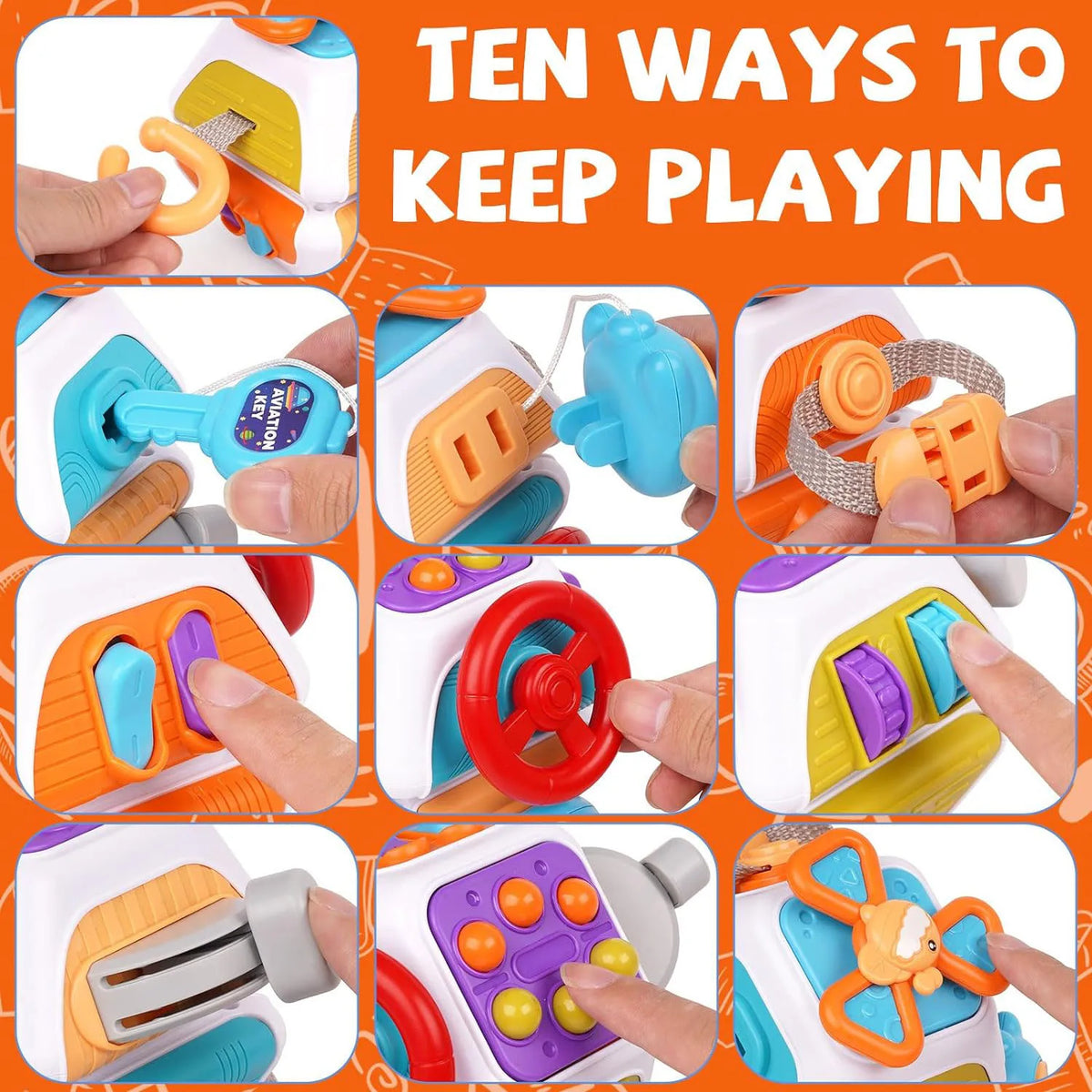 Montessori Busy Board Cube 10-in-1 Sensory Activity Toy