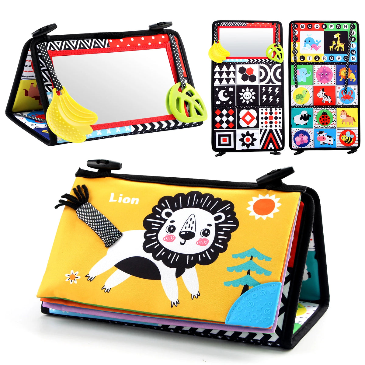 Baby Tummy Time Mirror – Black & White Sensory Toy for 6–24 Months