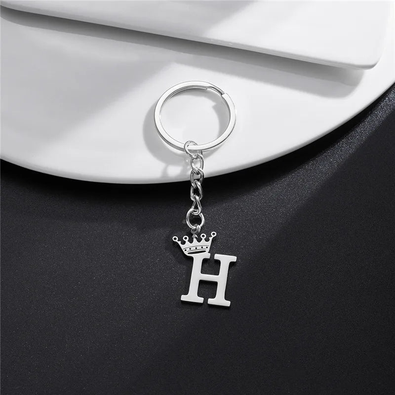 Initial Letter Keychain – Stainless Steel Alphabet Key Ring