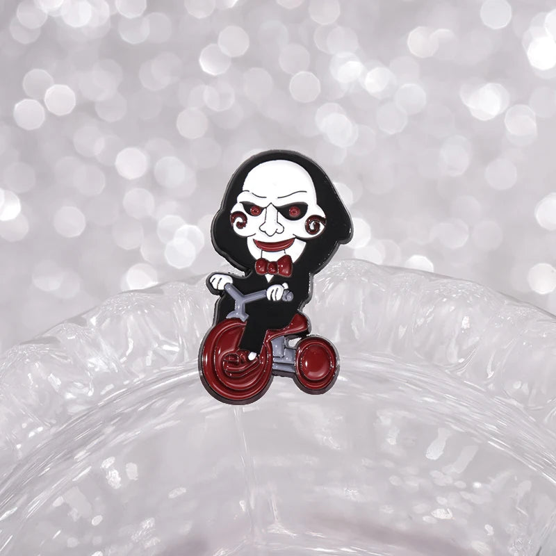 Clown Enamel Pin Bicycle Horror Halloween Lapel Brooch