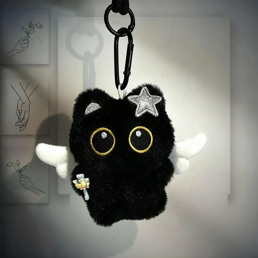 Black Cat Plush Keychain – Cute Kawaii Bag Pendant for Everyday Style