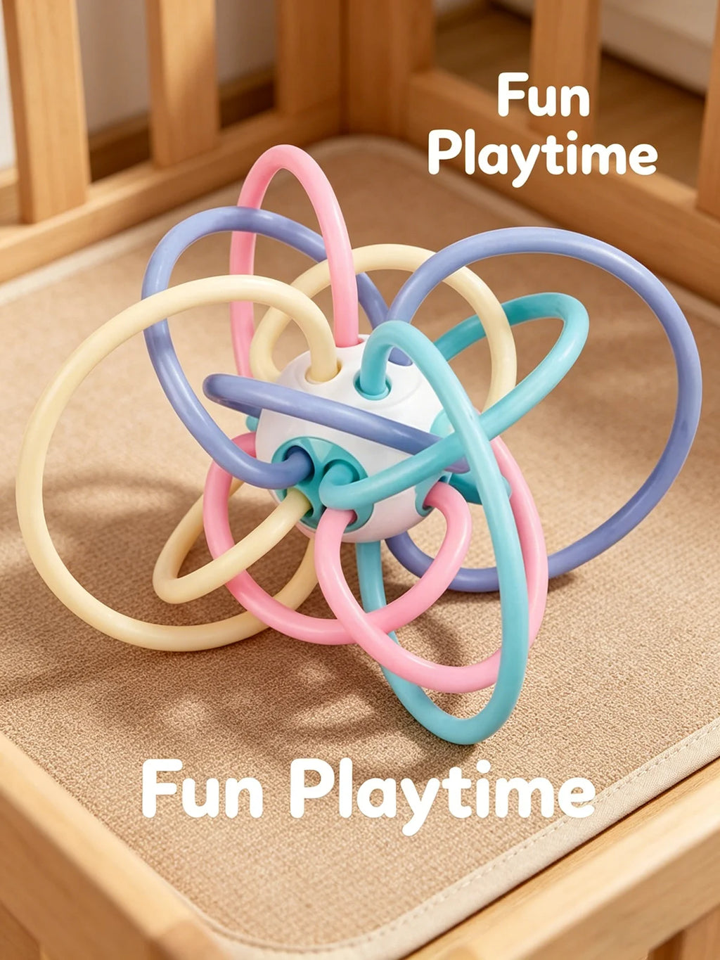 Baby Grasping Ball – Silicone Teether & Rattle Sensory Toy