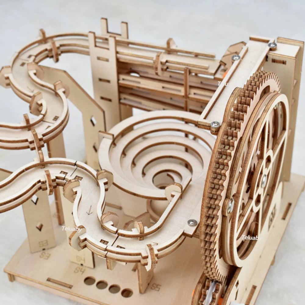 3D Wooden Puzzle Marble Run – Mechanical Model Building Kit