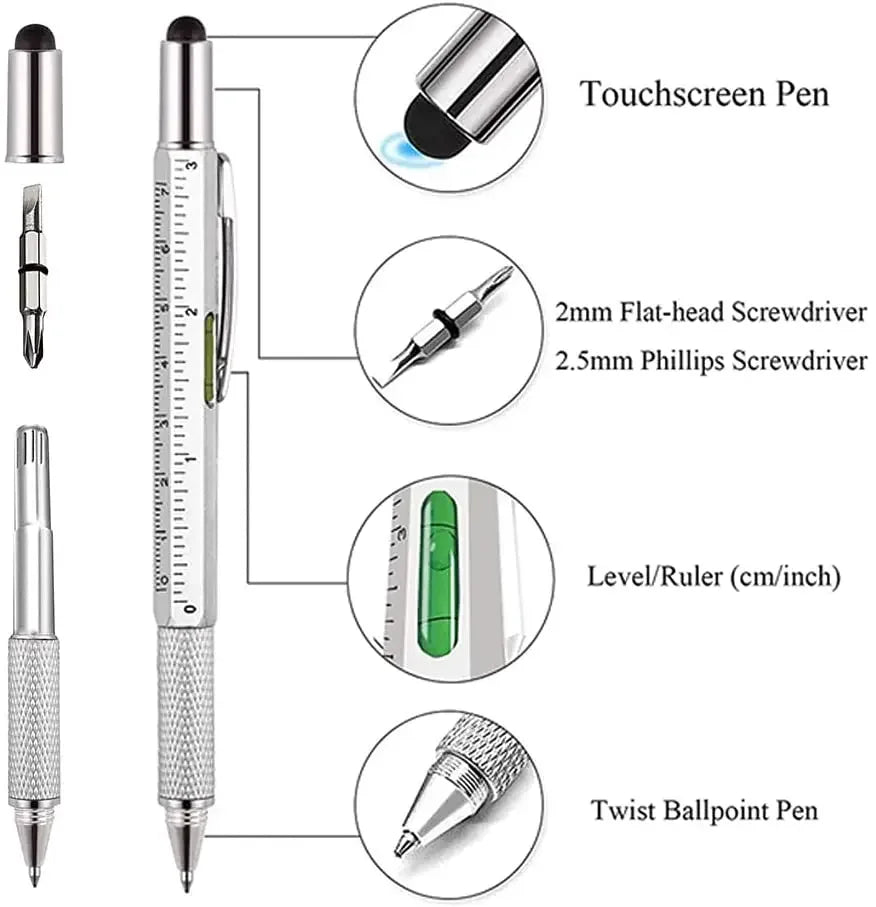 7-in-1 Multifunctional Ballpoint Pen with Stylus & Multi-Tools