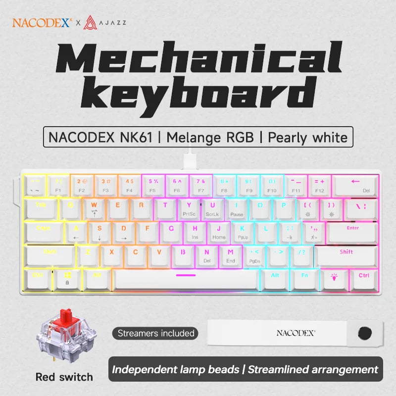 60% Mechanical Gaming Keyboard – 61 Key RGB Hot-Swappable