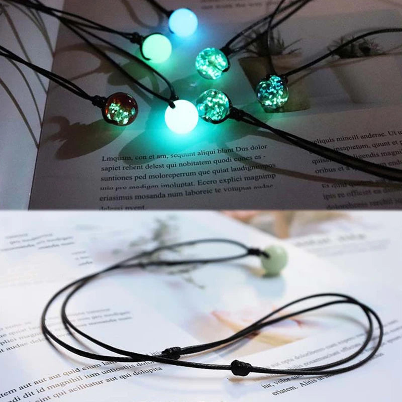 Glowing Gem Necklace Luminous Stone Halloween Pendant