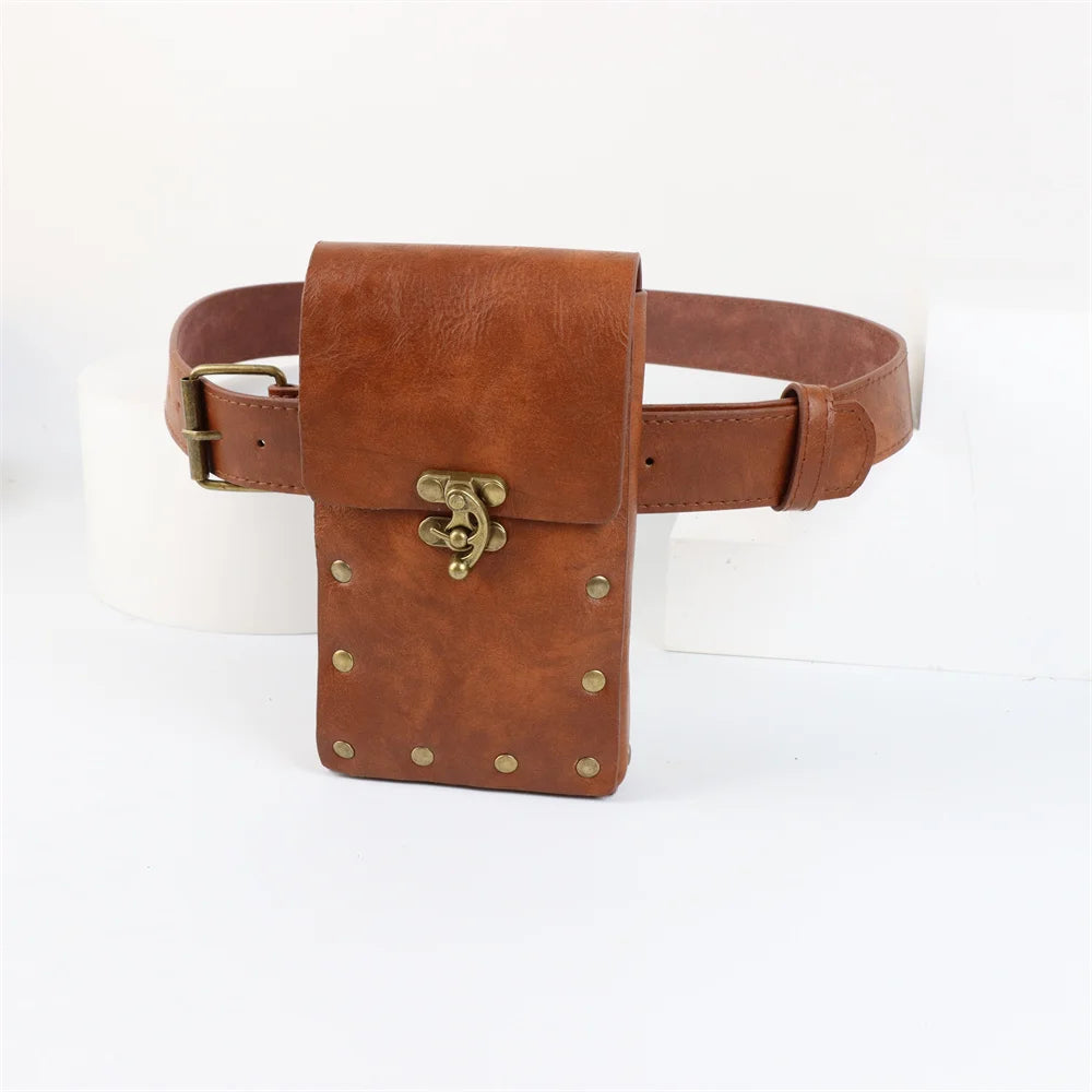 Medieval Cosplay Belt – Renaissance Faux Leather Waist Bag Set