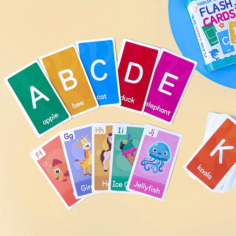 Montessori Flash Cards – 58-Piece Alphabet, Number & Shape Learning Set